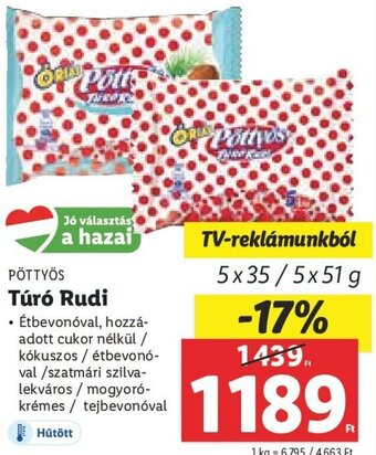 Lidl Pöttyös Túró Rudi 5 x 35 / 5 x 51 g ajánlat