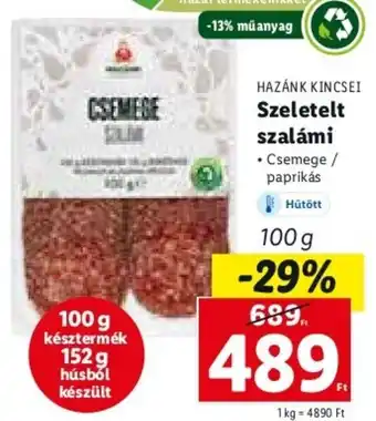Lidl Hazánk Kincsei Szeletelt szalámi 100 g ajánlat