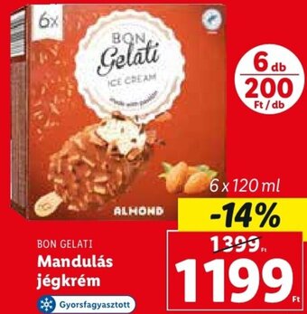 Lidl Bon Gelati Mandulás jégkrém 6 x 120 ml ajánlat