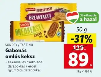 Lidl Sondey / Tastino Gabonás omlós keksz 50 g ajánlat