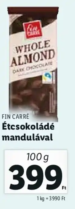 Lidl Fin Carré Étcsokoládé mandulával 100 g ajánlat