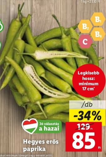 Lidl Hegyes erős paprika 1 db ajánlat