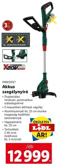 Lidl Parkside Akkus szegélynyíró 1 db ajánlat