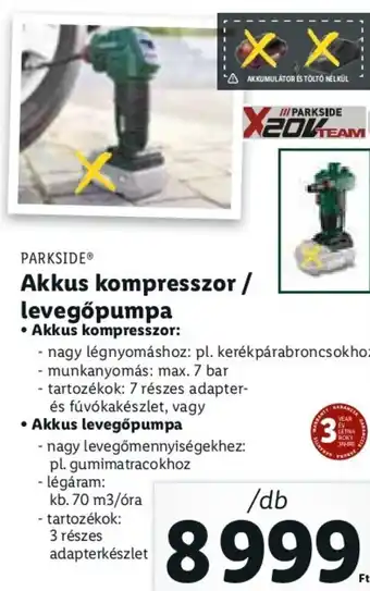 Lidl Parkside Akkus kompresszor / levegőpumpa 1 db ajánlat