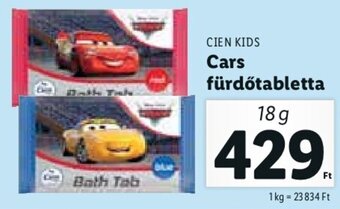 Lidl Cien Kids Cars fürdőtabletta 18 g ajánlat