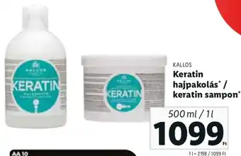 Lidl Kallos Keratin hajpakolás / keratin sampon 500 / 1000 ml ajánlat