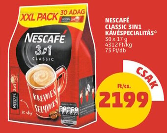 PENNY Nescáfé Classic 3in1 kávéspecialitás 30 x 17 g ajánlat