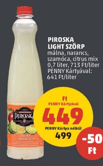 PENNY Piroska Light szörp 0,7 l ajánlat