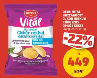 Detki Vitál hozzáadott cukor nélküli kókuszos omlós keksz 180 g