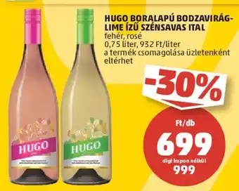 Hugo Boralapú bodzavi rág- lime ízű szénsavas ital 0,75 l