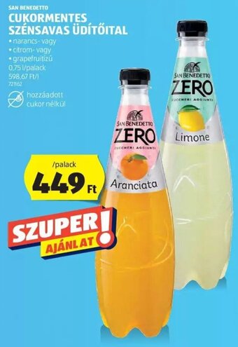 ALDI San Benedetto Cukormentes szénsavas üdítőital 0,75 l ajánlat