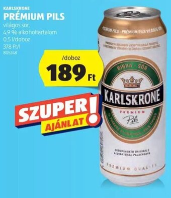 ALDI Karlskrone Prémium pils 0,5 l ajánlat