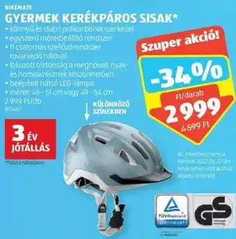 Bikemate Gyermek kerékpáros sisak 1 db