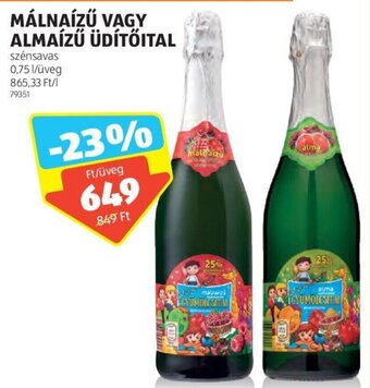ALDI Málnaízű vagy almaízű üdítőital 0,75 l ajánlat
