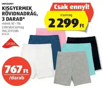 ALDI Impidimpi Kisgyermek rövidnadrág 3 db ajánlat