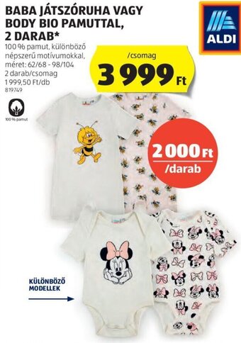 ALDI Baba játszóruha vagy body bio pamuttal 2 db ajánlat