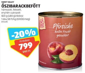 ALDI Sweet Valley Őszibarackbefőtt 820 g ajánlat