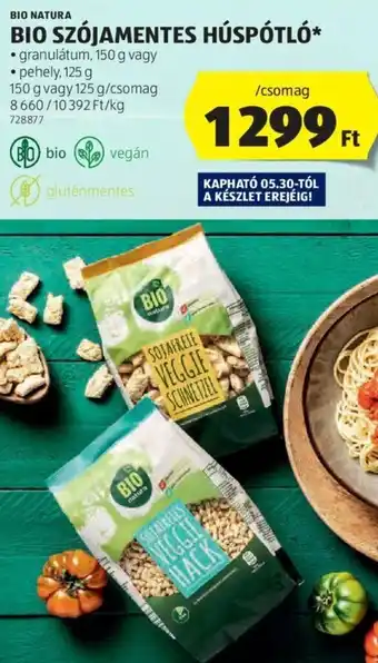 ALDI Bio Natura Bio szójamentes húspótló 125 / 150 g ajánlat