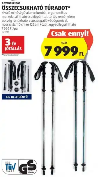 ALDI Adventuridge Összecsukható túrabot 1 pár ajánlat