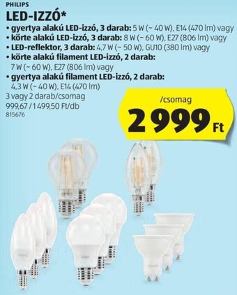 ALDI Philips Led-izzó 3 / 2 db ajánlat