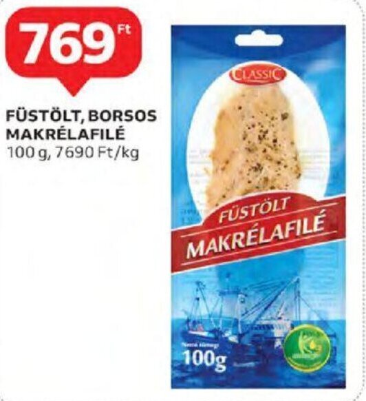 Auchan Classic Füstölt, borsos makrélafilé 100 g ajánlat