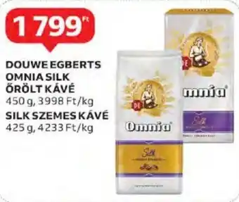 Auchan Douwe Egberts Omnia silk őrölt kávé 450 g / silk szemes kávé 425 g ajánlat