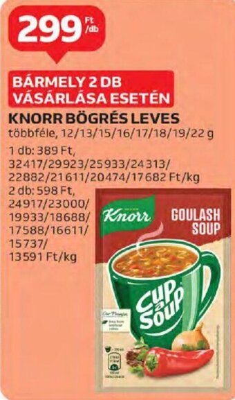 Auchan Knorr Bögrés leves 12 - 22 g ajánlat