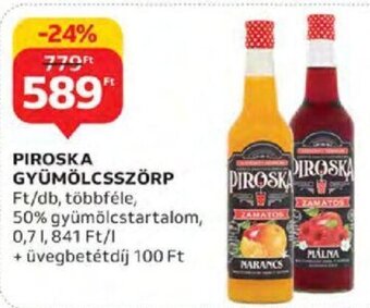 Auchan Piroska Gyümölcsszörp 0,7 l ajánlat