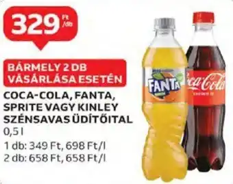 Auchan Coca-Cola, Fanta, Sprite vagy Kinley szénsavas üdítőital 0,5 l ajánlat