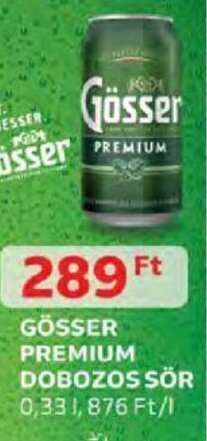 Auchan Gösser Premium dobozos sör 0,33 l ajánlat