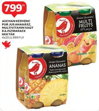 Auchan Auchan kedvenc pur jus ananász, multivitamin vagy kajszibarack nektár 4 x 20 cl ajánlat