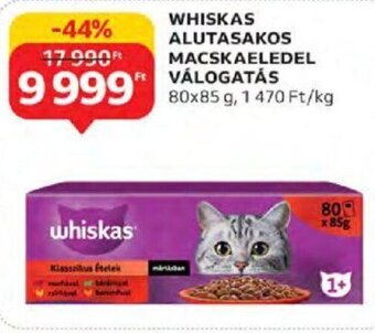 Auchan Whiskas Alutasakos macskaeledel válogatás 80 x 85 g ajánlat