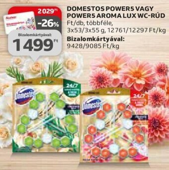 Auchan Domestos Power5 vagy power5 aroma lux wc-rúd 3 x 53 / 3 x 55 g ajánlat