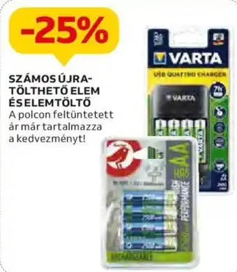 Auchan Számos Újra- tölthető elem és elemtöltő ajánlat