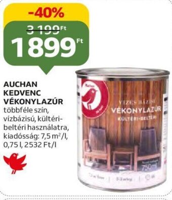 Auchan Auchan kedvenc vékonylazúr 0,75 l ajánlat