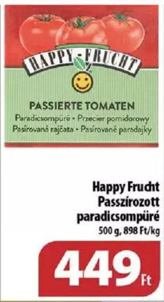 Coop Happy Frucht Passzírozott paradicsompüré 500 g ajánlat