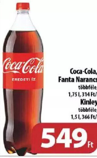 Coop Coca-Cola, Fanta Narancs 1,75 l / Kinley 1,5 l ajánlat