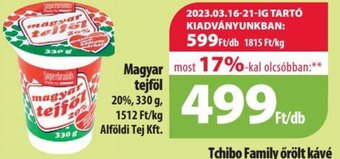 Coop Magyar tejföl 330 g ajánlat