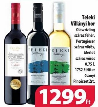 Teleki Villányi bor 0,75 l