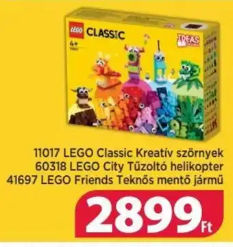 Coop Lego Classic Kreatív szörnyek, City Tűzoltó helikopter, Friends Teknős mentő jármű 1 db ajánlat