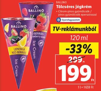 Lidl Ballino Tölcséres jégkrém 120 ml ajánlat