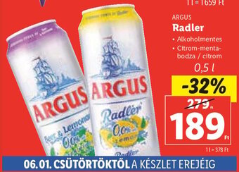 Lidl Argus Radler 0,5 l ajánlat
