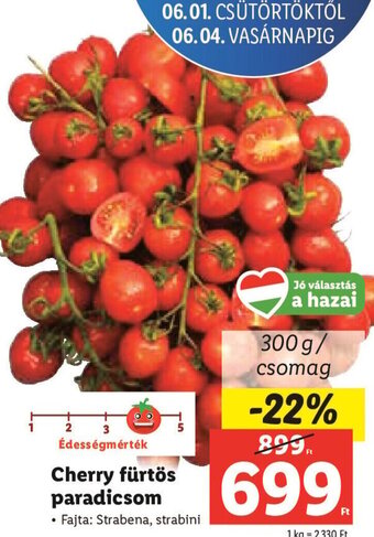 Lidl Cherry fürtös paradicsom 300 g ajánlat