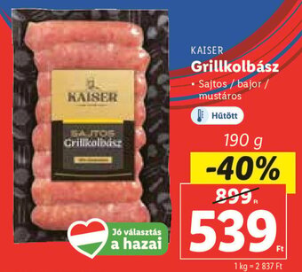 Lidl Kaiser Grillkolbász 190 g ajánlat