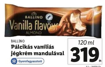 Lidl Ballino Pálcikás vaníliás jégkrém mandulával 120 ml ajánlat