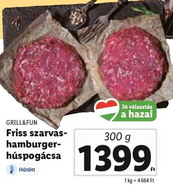 Lidl Grill&Fun Friss szarvas-hamburger-húspogácsa 300 g ajánlat