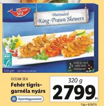 Lidl Ocean Sea Fehér tigris-garnéla nyárs 320 g ajánlat