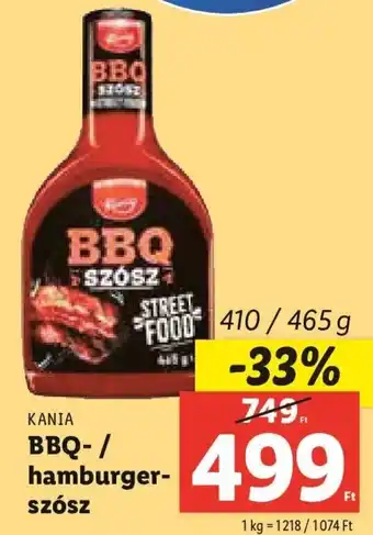 Lidl Kania Bbq- / hamburger- szósz 410 / 465 g ajánlat