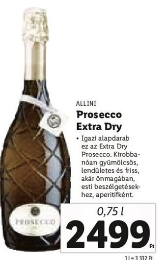 Lidl Allini Prosecco Extra Dry 0,75 l ajánlat