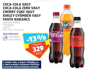 ALDI Coca-Cola vagy Coca-Cola zero vagy cherry coke stb. 0,5 l ajánlat